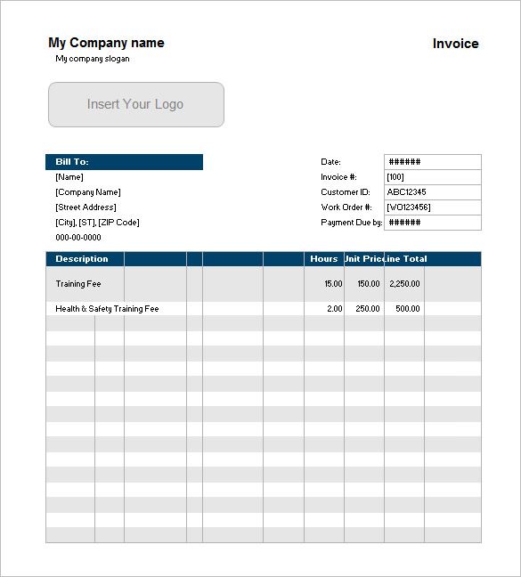 invoice template for excel mac